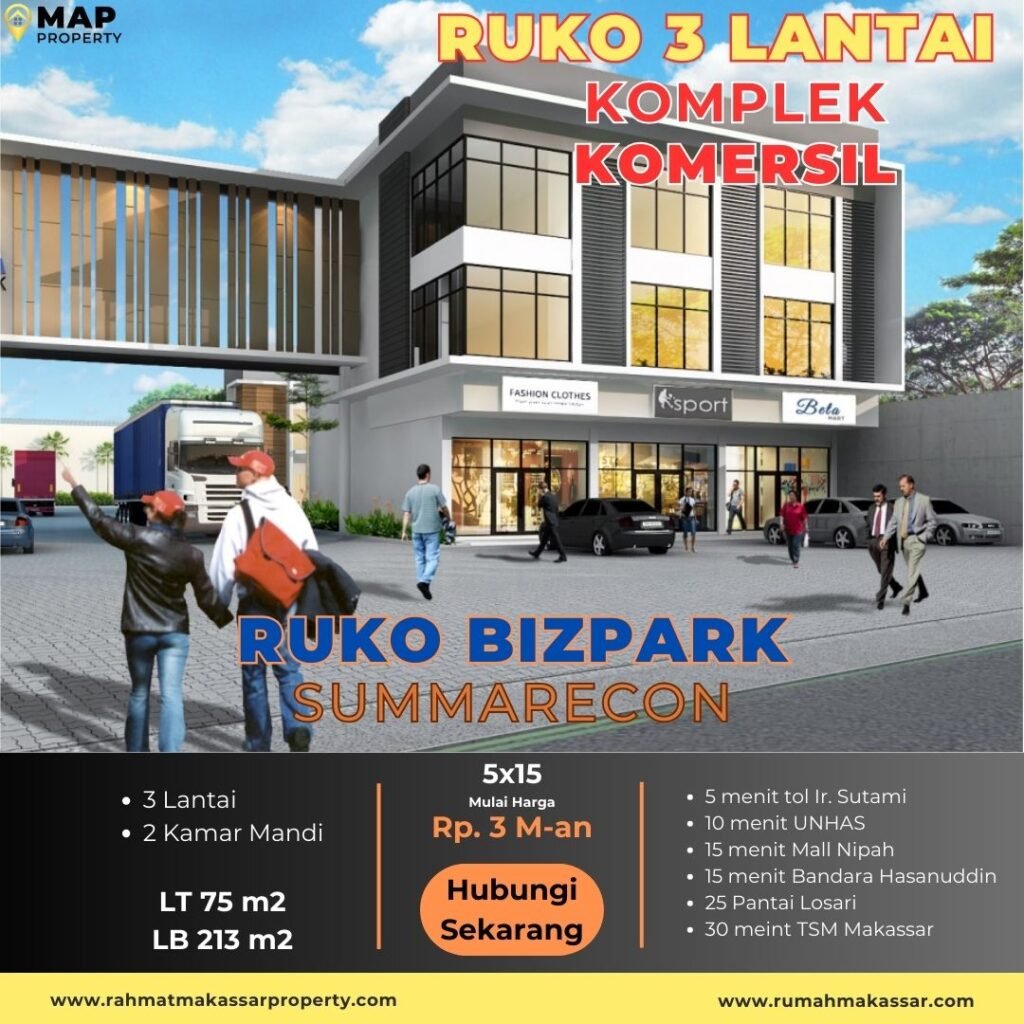 ruko 3 lantai bizpark summarecon makassar